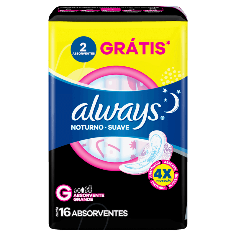 Absorvente-com-Abas-Suave-Always-Noites-Tranquilas-Noturno-Longo-Pacote-16-Unidades-Leve-Mais-Pague-Menos
