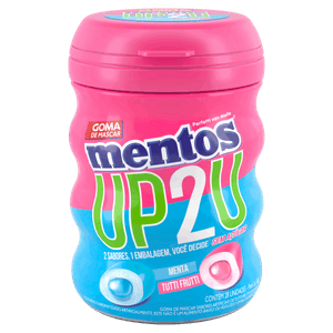 Goma de Mascar Tutti Frutti e Menta Zero Açúcar Mentos UP2U Pote 56g 28 Unidades