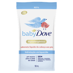 Sabonete Líquido Hidratação Enriquecida da Cabeça aos Pés Dove Baby Sachê 180ml Refil