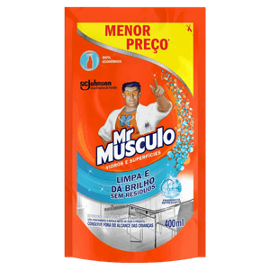 Limpa-Vidro Líquido Mr Músculo Sachê 400ml Refil Econômico