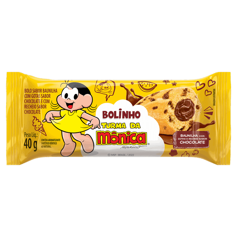 Bolinho-Baunilha-com-Gotas-de-Chocolate-Recheio-Chocolate-Turma-da-Monica-Casa-Suica-Pacote-40g