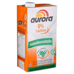 Leite UHT Semidesnatado Zero Lactose Aurora Caixa com Tampa 1l