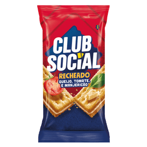 Pack Biscoito Recheio Queijo, Tomate e Manjericão Club Social Pacote 106g 4 Unidades