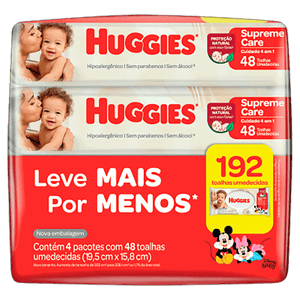 Pack Toalha Umedecida Disney Baby Huggies Supreme Care Pacote 4 Unidades Leve Mais Pague Menos