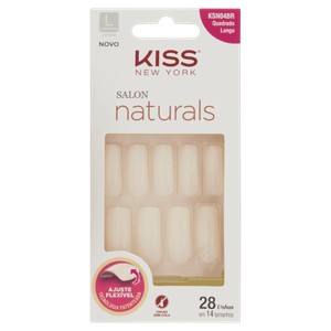 Unha Postiça Quadrada Kiss New York Salon Naturals Longa Caixa 28 Unidades