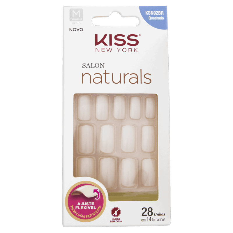 Unha-Postica-Quadrada-Kiss-New-York-Salon-Naturals-M-Caixa-28-Unidades