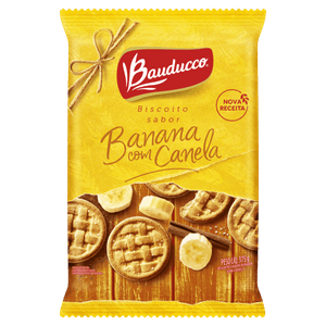 Biscoito Amanteigado Banana com Canela Bauducco Pacote 375g Embalagem Econômica