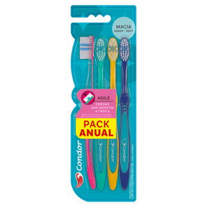 Escova Dental Macia Condor Agile Cabeça M 4 Unidades