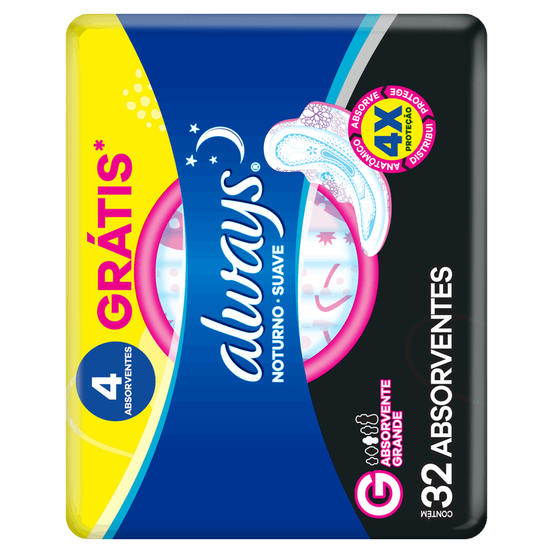 Absorvente-com-Abas-Suave-Always-Noites-Tranquilas-Noturno-Pacote-32-Unidades-Leve-Mais-Pague-Menos