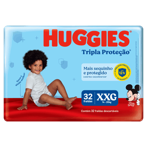 Fralda Descartável Infantil Huggies Tripla Proteção XXG Pacote 32 Unidades