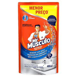 Desinfetante Banheiro Mr Músculo Sachê 400ml Refil Econômico Grátis 30% de Desconto