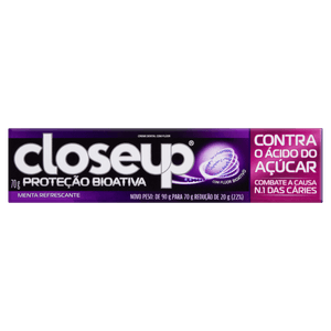 Creme Dental Menta Refrescante Closeup Proteção Bioativa Contra o Ácido do Açúcar Caixa 70g