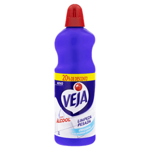 Limpador Limpeza Pesada com Álcool Original Veja Frasco 1l Grátis 20% de Desconto