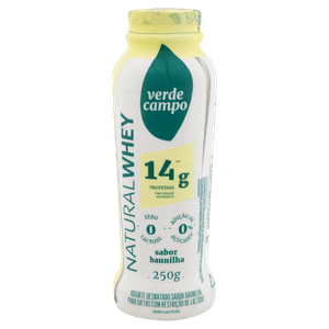 Iogurte Desnatado Baunilha Zero Lactose Verde Campo Natural Whey 14g de Proteína Frasco 250g