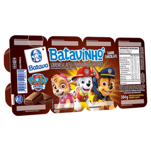 Sobremesa Láctea Chocolate Paw Patrol Batavo Batavinho Bandeja 304g 8 Unidades