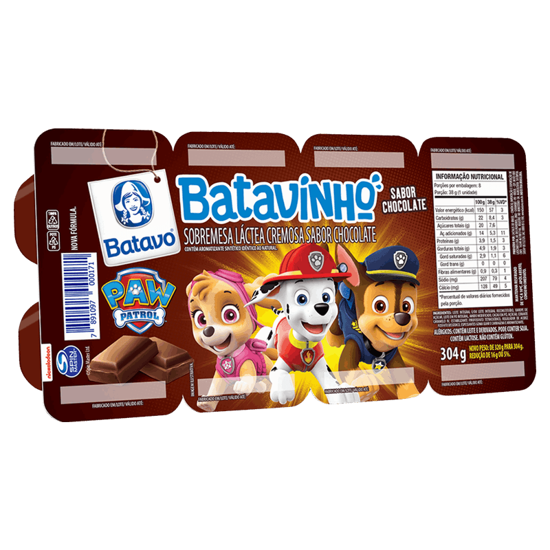 Sobremesa-Lactea-Chocolate-Paw-Patrol-Batavo-Batavinho-Bandeja-304g-8-Unidades