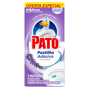 Detergente Sanitário Pastilha Adesiva Lavanda Pato 3 Unidades Grátis 20% de Desconto