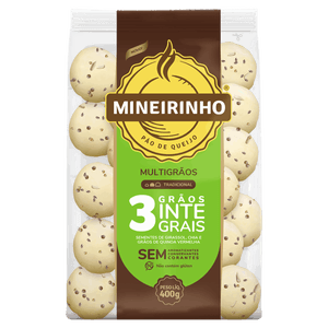 Pão de Queijo Congelado Integral Tradicional Multigrãos Mineirinho Pacote 400g