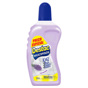 Limpador Multipisos Diluível Lavanda Destac Frasco 500ml Grátis 20% de Desconto