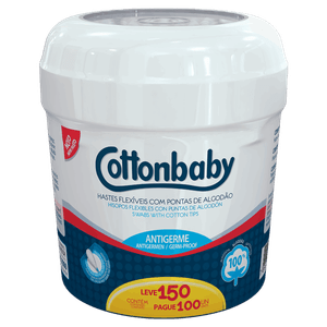 Hastes Flexíveis Cottonbaby Pote Leve 150 Pague 100 Unidades