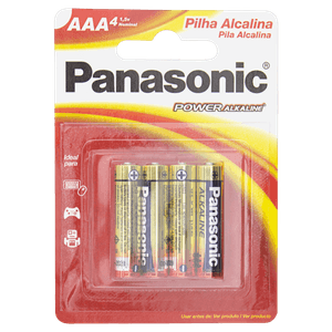 Pilha Alcalina AAA Panasonic Power Alkaline Palito 4 Unidades 1,5V