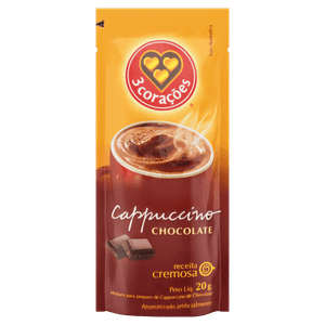 Cappuccino Solúvel Chocolate 3 Corações Sachê 20g