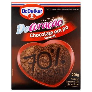 Chocolate Pó Solúvel 70% Cacau Dr. Oetker DeCoração Caixa 200g