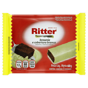 Pack Barra de Cereal Brownie Cobertura Branca Ritter Pacote 60g 3 Unidades