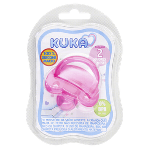 Chupeta Ortodôntica Rosa Silicone Soft Kuka Tamanho nº 2