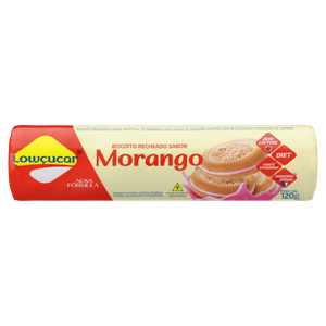 Biscoito Recheio Morango Zero Lactose Zero Açúcar Lowçucar Pacote 120g