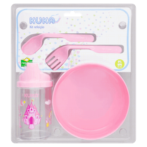 Kit Refeição Infantil Rosa Kuka 4 Unidades