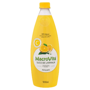 Suco Integral Laranja Macrovita Garrafa 900ml