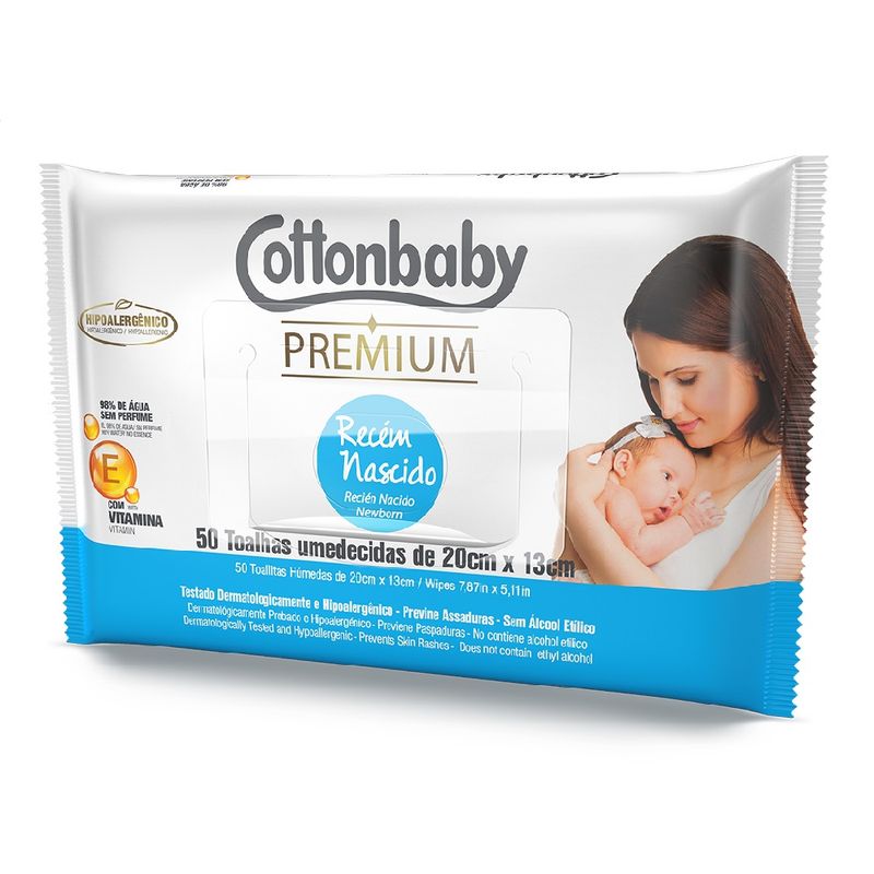 Toalha-Umedecida-Recem-Nascido-sem-Perfume-Cottonbaby-Premium-Pacote-50-Unidades