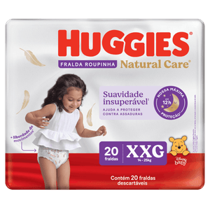 Fralda Descartável Infantil Roupinha Huggies Natural Care XXG Pacote 20 Unidades