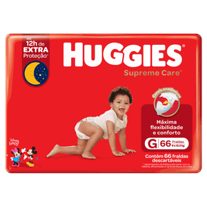 Fralda Descartável Infantil Huggies Supreme Care G Pacote 66 Unidades