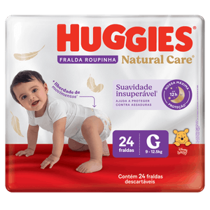 Fralda Descartável Infantil Roupinha Huggies Natural Care G Pacote 24 Unidades