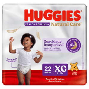 Fralda Descartável Infantil Roupinha Huggies Natural Care XG Pacote 22 Unidades