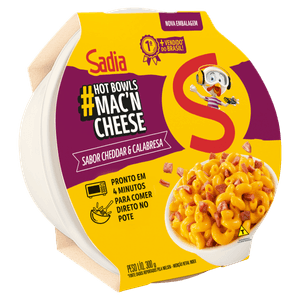 Mac'n Cheese Cheddar & Calabresa Sadia Hot Bowls Pote 300g