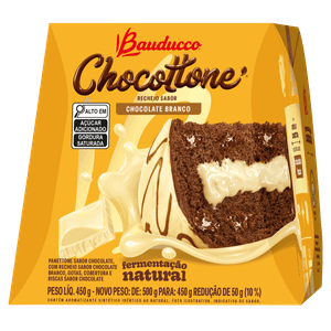 Panettone Chocolate Recheio e Cobertura Chocolate Branco Bauducco Chocottone Caixa 450g