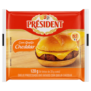 Queijo Processado UHT Cheddar Président 120g