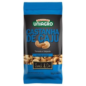 Castanha-de-Caju Torrada e Salgada Uniagro Snack & Cia Pacote 30g