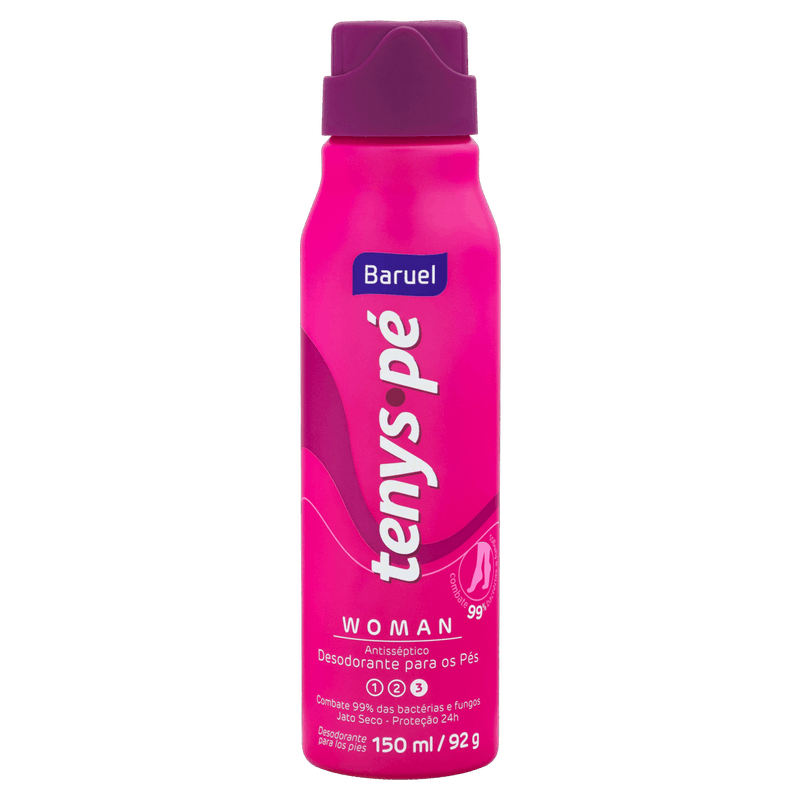 Desodorante para os Pés Jato Seco Antisséptico Baruel Tenys Pé Woman Frasco 150ml