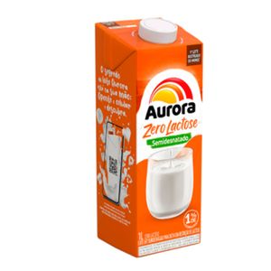 Leite UHT Semidesnatado Zero Lactose Aurora Caixa com Tampa 1l