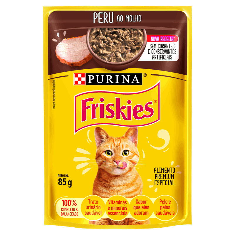 Alimento-racao-Umida-para-Gatos-Peru-ao-Molho-Purina-Friskies-Sache-85g