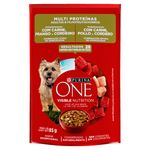 Alimento ração Úmida para Cães Adultos e Filhotes Carne, Frango e Cordeiro Purina One Multi Proteínas Sachê 85g