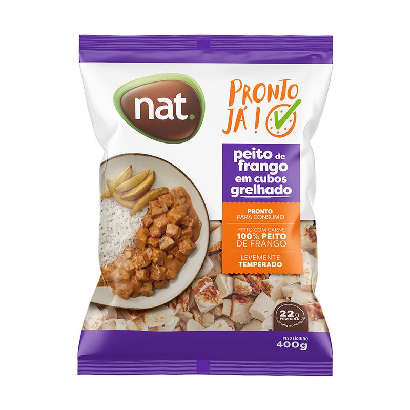Peito De Frango Grelhado Em Cubos Nat Pacote 400g