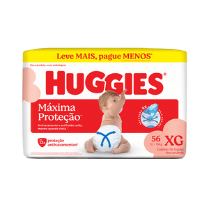 Fralda Descartável Infantil Huggies Supreme Care HPZ XG Pacote 56 Unidades