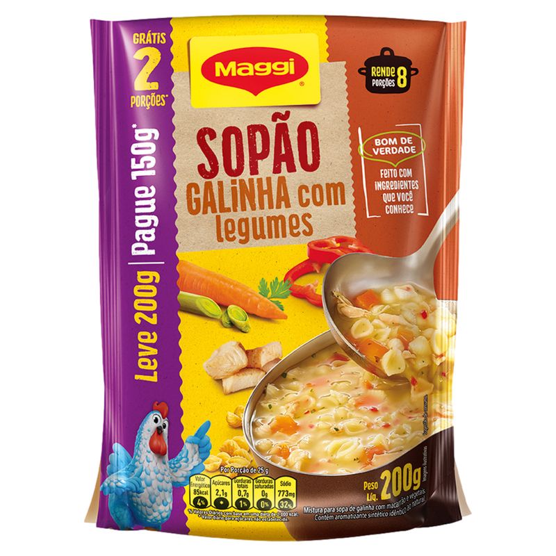 Sopão Galinha com Legumes Maggi Sachê Leve 200g Pague 150g