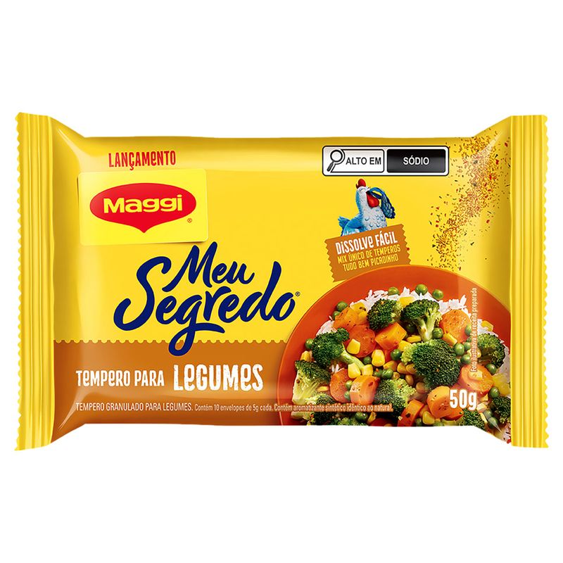 Tempero Granulado para Legumes Maggi Meu Segredo Pacote 50g 10 Unidades
