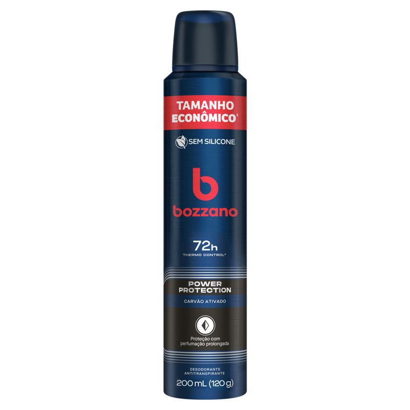 Antitranspirante Aerossol Bozzano Power Protection Carvão Ativado 200ml Spray Tamanho Econômico